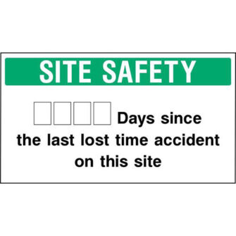 Site safety Days since the last lost time accident on this site