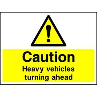 Caution Heavy vehicles turning