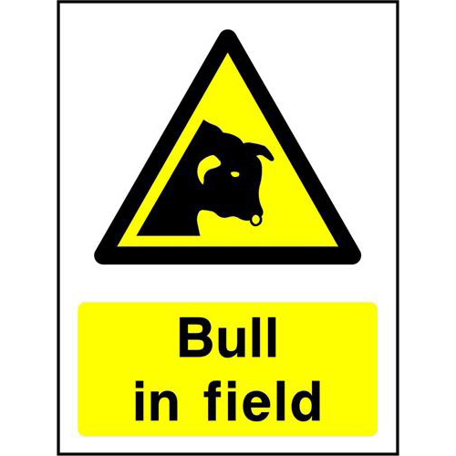 Farm Health and Safety Signs 2 Bull In Field sign