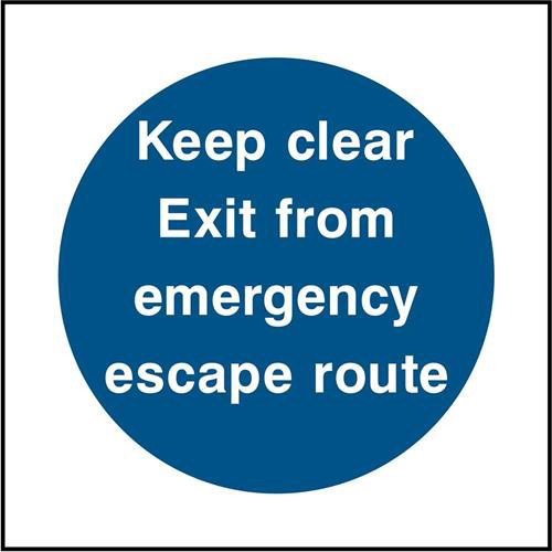 Keep clear Exit from emergency escape route 1 Keep clear Exit from emergency escape route