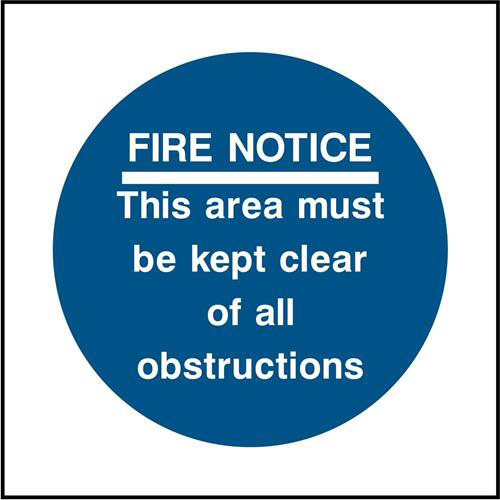 FIRE NOTICE area must be kept clear 1 FIRE NOTICE area must be kept clear