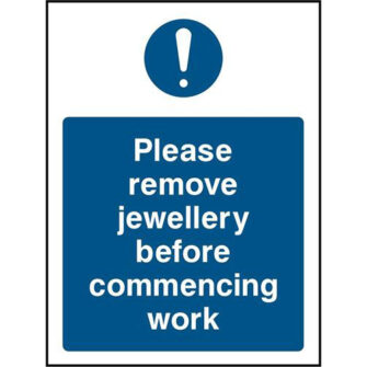 Please remove jewellery before commencing work