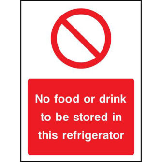 No food or drink to be stored in this refrigerator