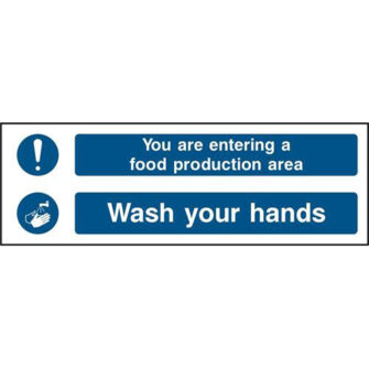 You are entering a food production area. Wash your hands