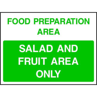 Food preparation area Salad and Fruit only