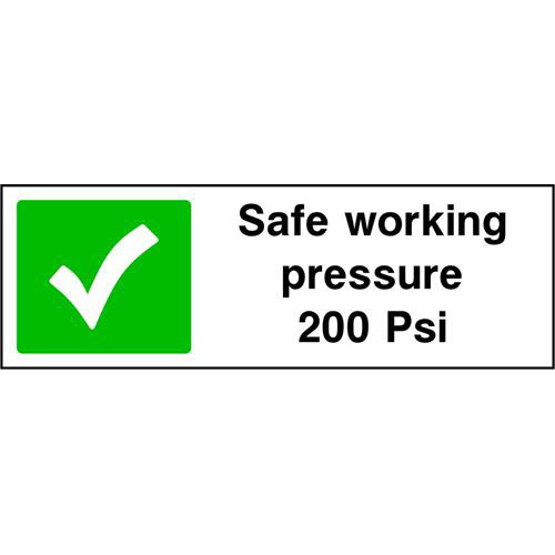 Safe working pressure 200 Psi 1 Safe working pressure 200 Psi