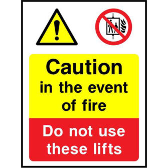 Caution Fire Do not use lifts