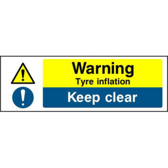Warning Tyre inflation Keep clear