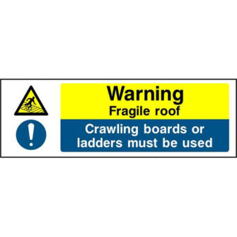 Warning Fragile roof Crawling boards or ladders must be used