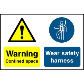 Warning Confined space Wear safety harness