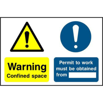 Warning Confined space Permit to work must be obtained from