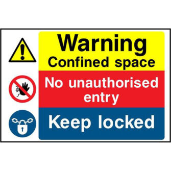 Warning Confined space No unauthorised entry Keep locked