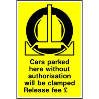 Cars will be clamped Release fee