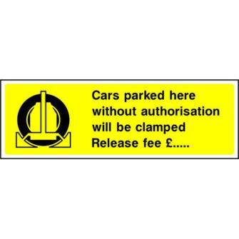 Cars will be clamped Release fee
