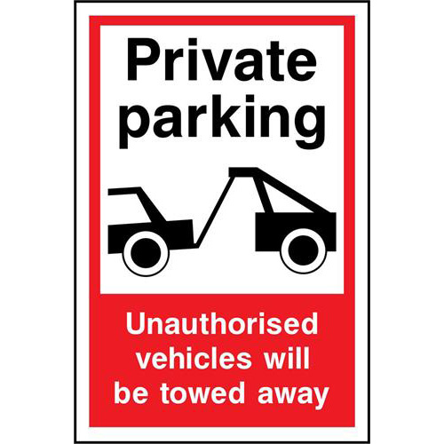 Private parking Unauthorised vehicles will be towed away 1 Private parking Unauthorised vehicles will be towed away