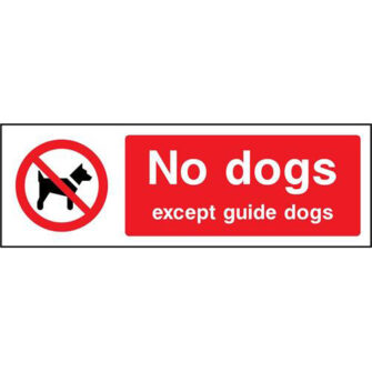 No dogs except for guide dogs