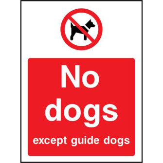 No dogs except guide dogs