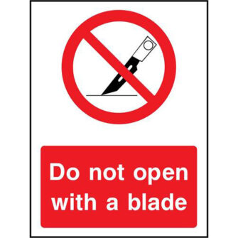 Do not open with a blade