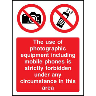 Photographic equipment forbidden