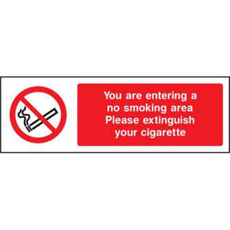 You are entering a no smoking area Please extinguish your cigarette
