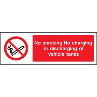 No smoking No charging or discharging of vehicle tanks