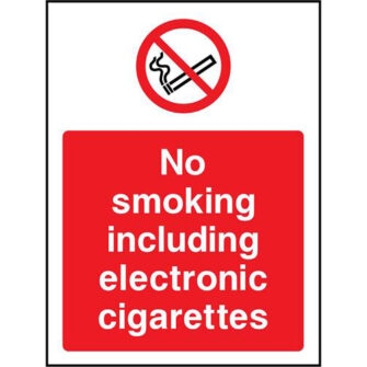 No smoking including electronic cigarettes