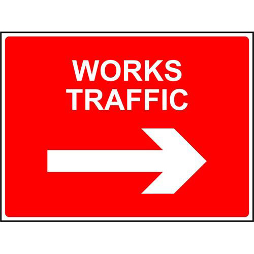 WORKS TRAFFIC (right arrow) 1 WORKS TRAFFIC (right arrow)