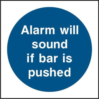 Alarm will sound if bar is pushed
