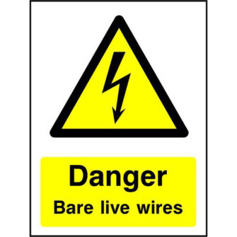Danger bare live wires