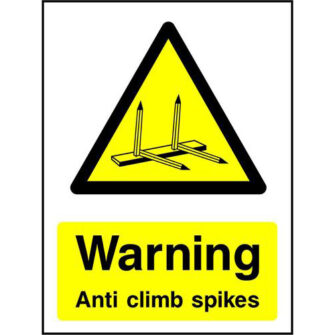 Warning anti climb spikes