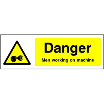 Danger Men working on machine