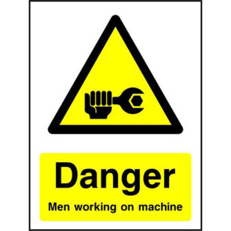 Danger Men working on machine