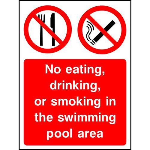 No eating, drinking, or smoking in the swimming pool area 1 No eating, drinking, or smoking in the swimming pool area